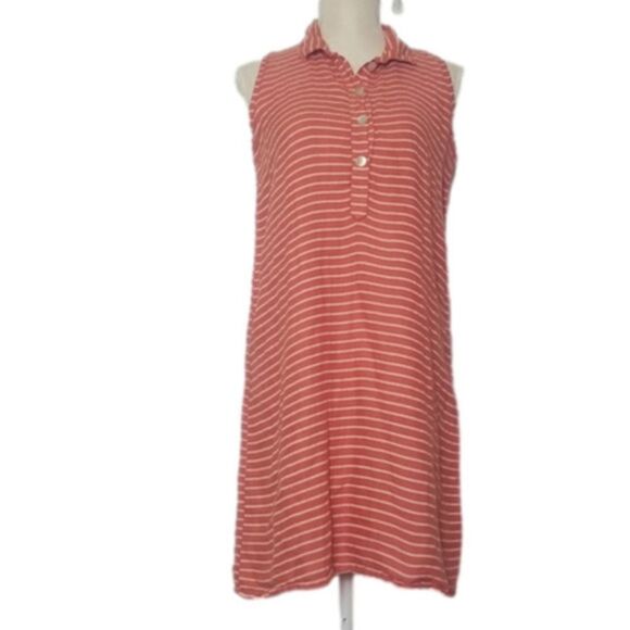 Stella Martini Italy Dress Women's Small Linen Striped Shirt Style Orange Stripe - Picture 1 of 6